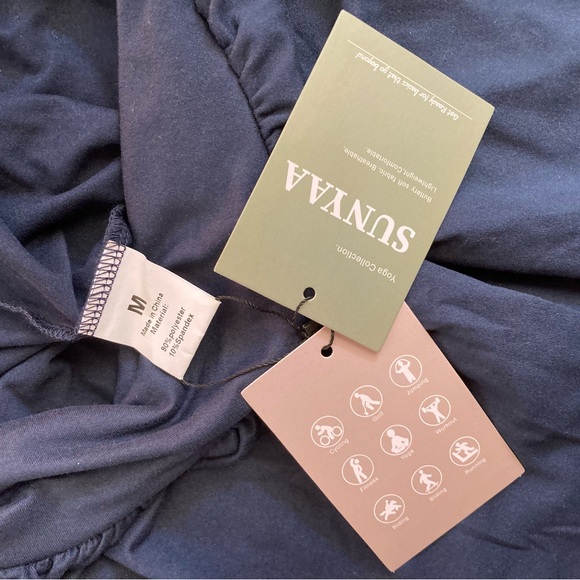 NWT SUNYAA Tommy control navy V cross high waist wide leg yoga pant  2 XL, M. - Picture 14 of 14